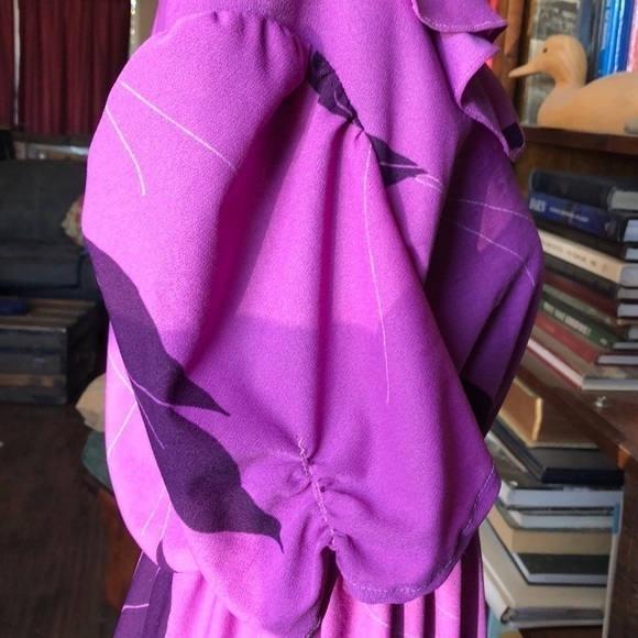 VINTAGE purple floral dress Sz 11 - Picture 5 of 6